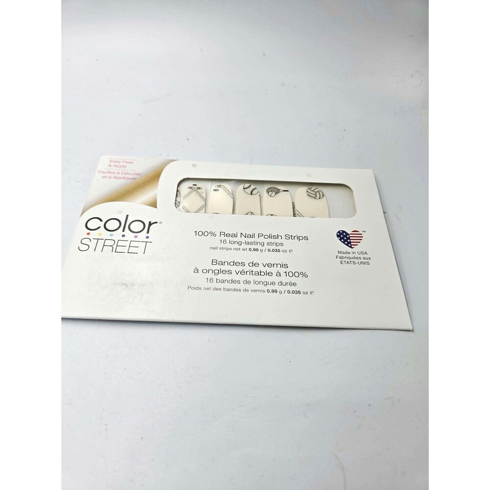 Color Street Nail Polish Strips White Black Sports Design Game On FDL053 Game On